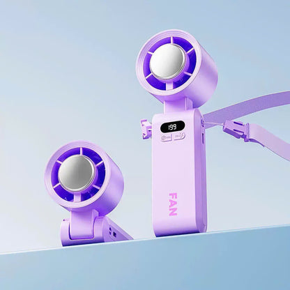 Handheld Rechargeable Mini Fan with Ice Tray Cooling Chamber & 199 Speed Settings for Travel Desk Home
