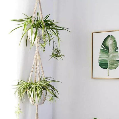 4-Piece Handcrafted Boho Macrame Plant Holder Set