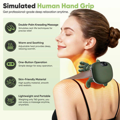 Ortekor Deep Kneading Neck Massager with Electric Heat & 3 Intensity Modes | Portable Pillow for Ultimate Relaxation