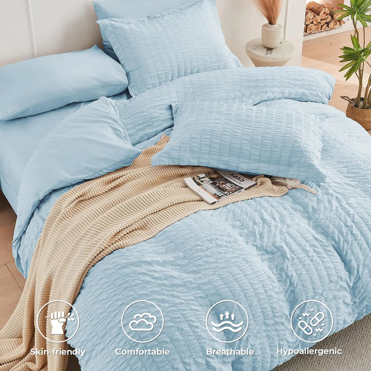 Cozy Home | Microfiber Duvet Cover Set with Zipper Closure & Corner Ties | Soft Breathable Bedding for Comfortable Sleep