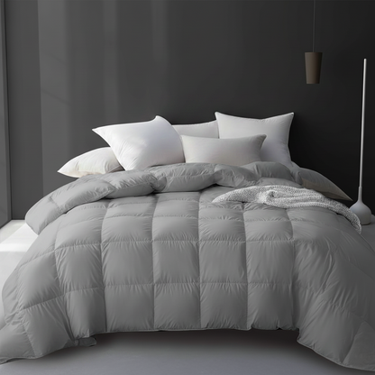 Down Comforter All Season Lightweight Breathable Quilt for Single Double Queen King Bed White Pink Gray 95% Goose Filled Year Round