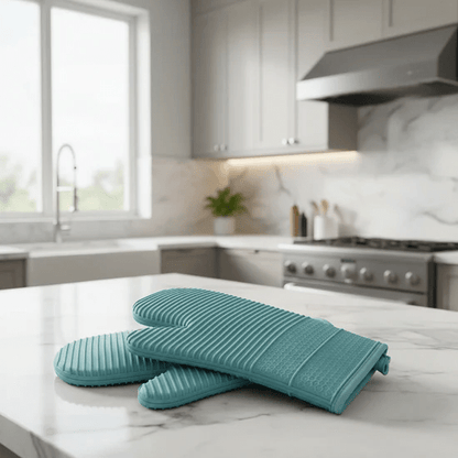 Silicone Oven Mitts 13 Inch Heat-Resistant Kitchen Gloves for Cooking Grilling Baking Non-Slip Grip BBQ Safety Protection Hot Pan Handling