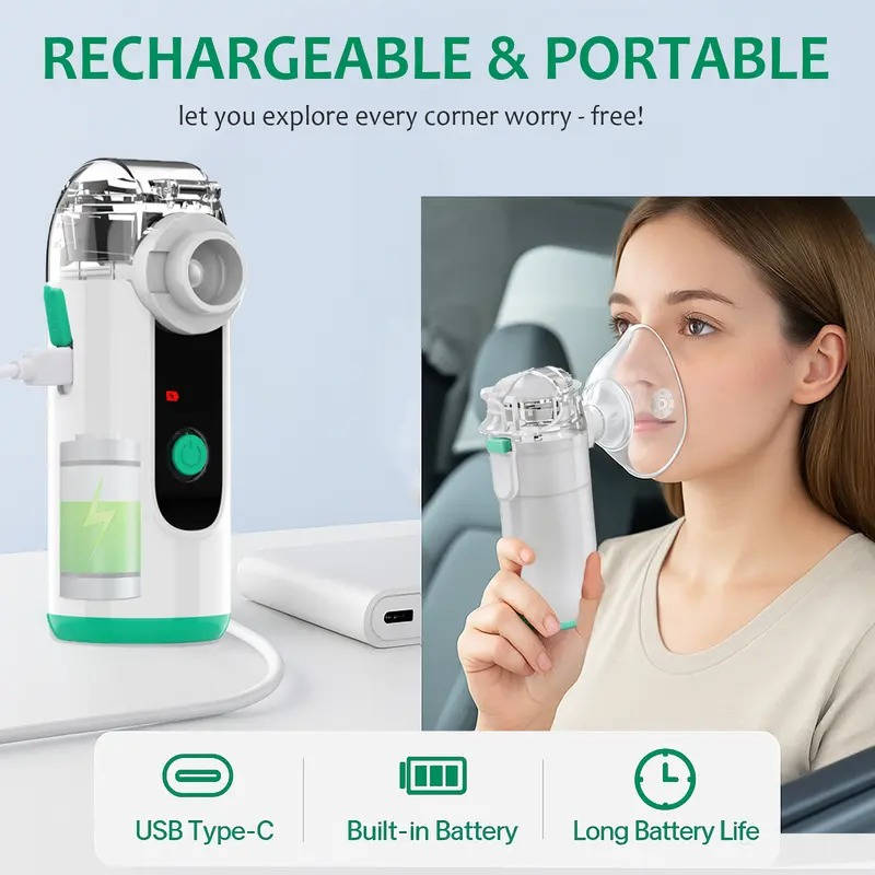 Inhalador de niebla recargable por USB compacto con pantalla digital