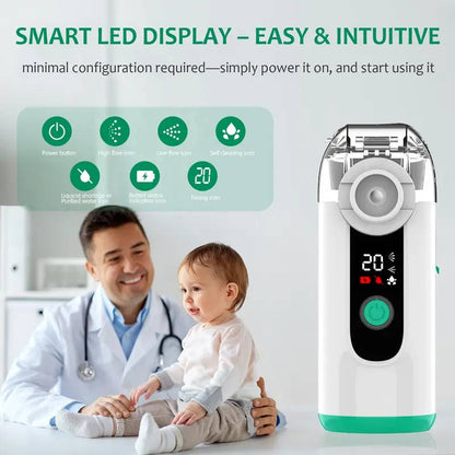 Inhalador de niebla recargable por USB compacto con pantalla digital