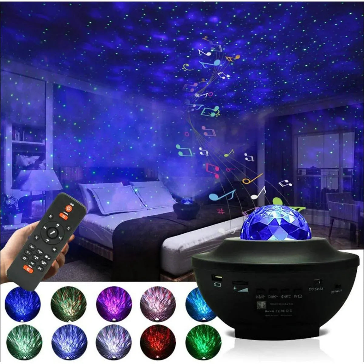 Star Projector Light with Music Sync & Color Wave Effects for Bedroom, Gaming Room, Home Party