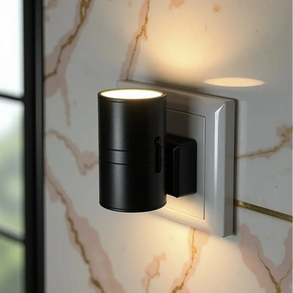 Plug-In Night Light with Dimmable LED & Auto Sensor | Bauhaus-Inspired Wall Accent | Adjustable Brightness for Bedroom, Hallway, Bathroom