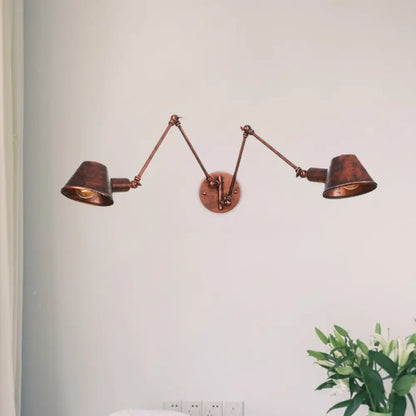 Adjustable Metal Wall Light Fixture with Cone Shade for Bedroom Living Room Industrial Decor Home Office Hallway Dining Room 2 or 3 Light