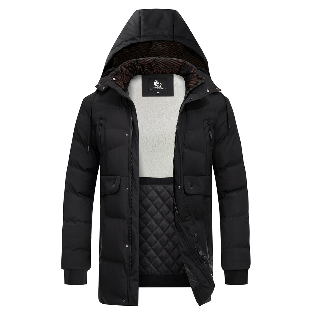 Waterproof Insulated Winter Parka Jacket with Detachable Hood for Men | Cold Weather Outdoor Coat with Padded Lining