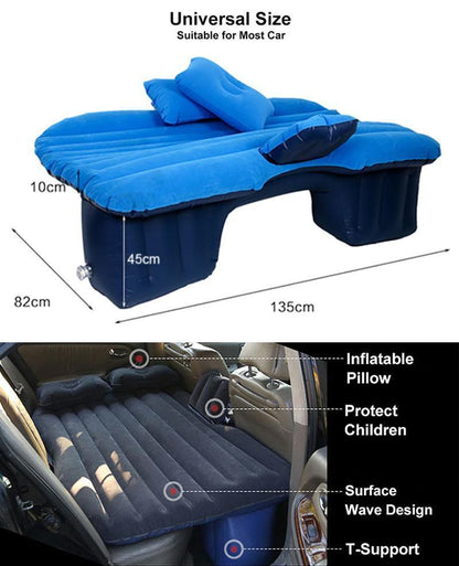 Comfort Travel | Colchón inflable para coche con soporte en T y almohadas | Perfecto para viajes por carretera y acampadas