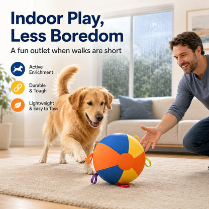 Ortekor Inflatable Dog Play Ball for Backyard & Indoor Play - Oversized Chase and Tug Toy to Burn Energy and Ease Boredom