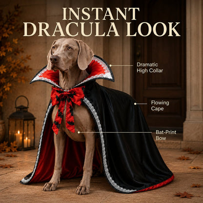 Ortekor Halloween Vampire Dog Cape Costume – Dracula Cloak with Stand-Up Collar for Trick-or-Treating, Parties & Photos