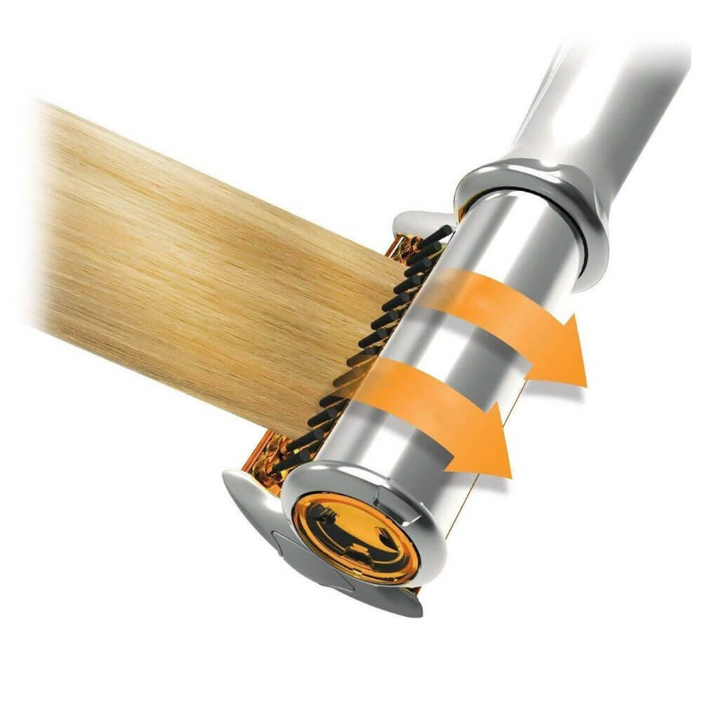 Dual-Action Rotating Hair Styling Tool – Curls & Straightens Wet or Dry Hair with Ceramic Barrel & Ionic Bristles for Salon Blowouts at Home