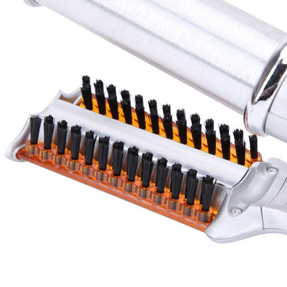 Dual-Action Rotating Hair Styling Tool – Curls & Straightens Wet or Dry Hair with Ceramic Barrel & Ionic Bristles for Salon Blowouts at Home