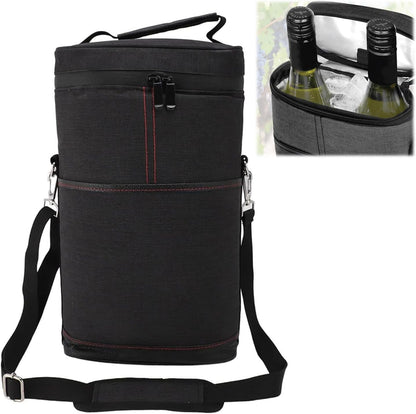 Padded Two-Bottle Wine Carrier Bag with Shoulder Strap for Picnics Parties Outdoor Travel Beach Dinner Events Wine Tastings Gifts