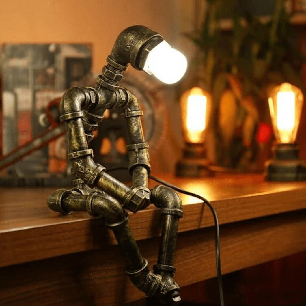 Articulated Steampunk Desk Lamp with Adjustable Arms & Switch Control for Home Office & Workspace Lighting