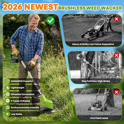 Electric Weed Eater, Electric Weed Wacker, Lawn Edger, Battery Powered Grass Cutter, 3 in 1 Battery Weed Trimmer