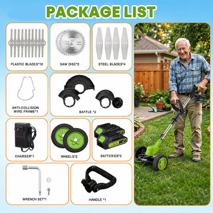 Electric Weed Eater, Electric Weed Wacker, Lawn Edger, Battery Powered Grass Cutter, 3 in 1 Battery Weed Trimmer