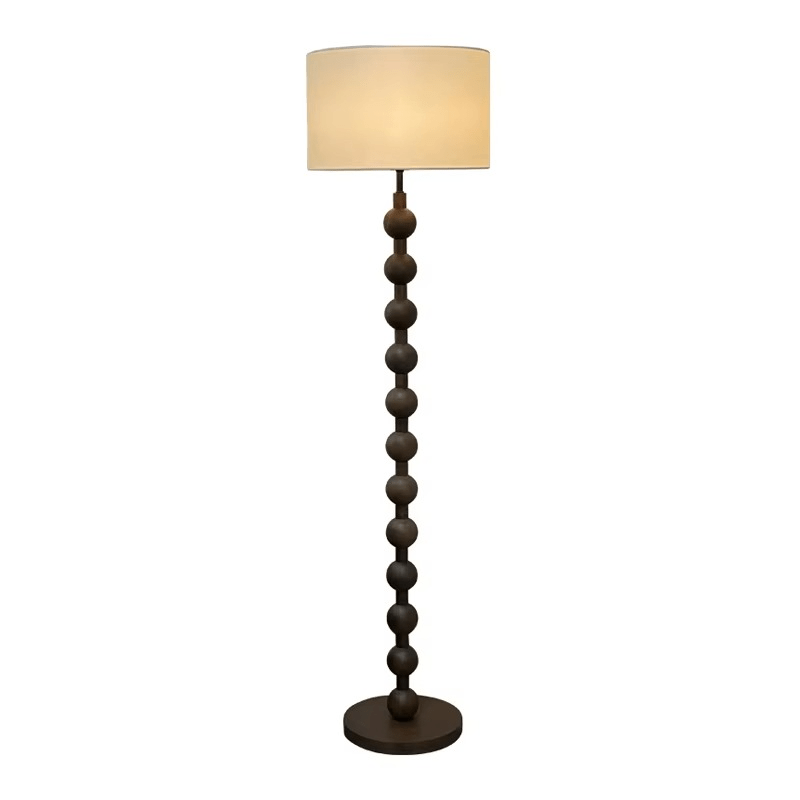 Tall Wooden Standing Lamp with Natural Fabric Shade 67 Inch for Bedroom Living Room Corner Reading Cozy Ambient Light Sculptural Base Modern