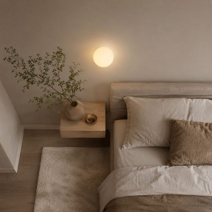 Floating Orb Wall Sconce with Frosted Glass Shade – Modern Minimalist Design for Bedroom, Bath & Hallway – Hidden Mount LED Light Fixture