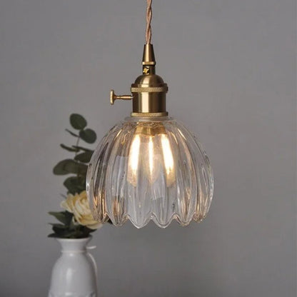 Hanging Ceiling Light Fixture with Floral Glass Shade E27 Socket for Kitchen Dining Room Bedroom Ambient Illumination Decor