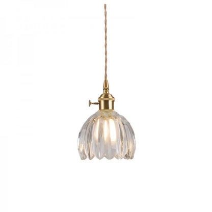 Hanging Ceiling Light Fixture with Floral Glass Shade E27 Socket for Kitchen Dining Room Bedroom Ambient Illumination Decor