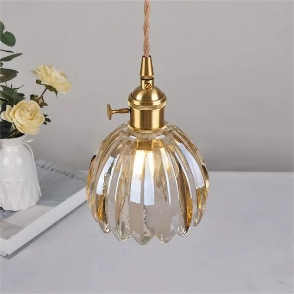Hanging Ceiling Light Fixture with Floral Glass Shade E27 Socket for Kitchen Dining Room Bedroom Ambient Illumination Decor