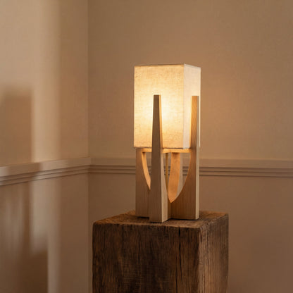 Japanese-Inspired Floor Lamp with Fabric Shade & Wood Base – Warm LED Accent for Living Room, Bedroom & Reading Nook