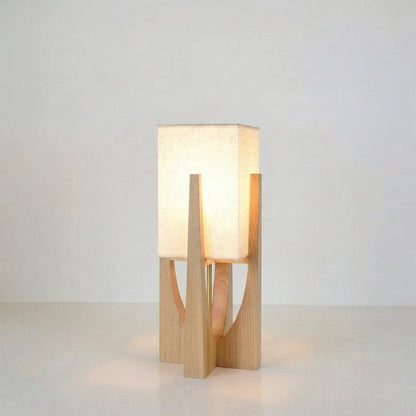 Japanese-Inspired Floor Lamp with Fabric Shade & Wood Base – Warm LED Accent for Living Room, Bedroom & Reading Nook