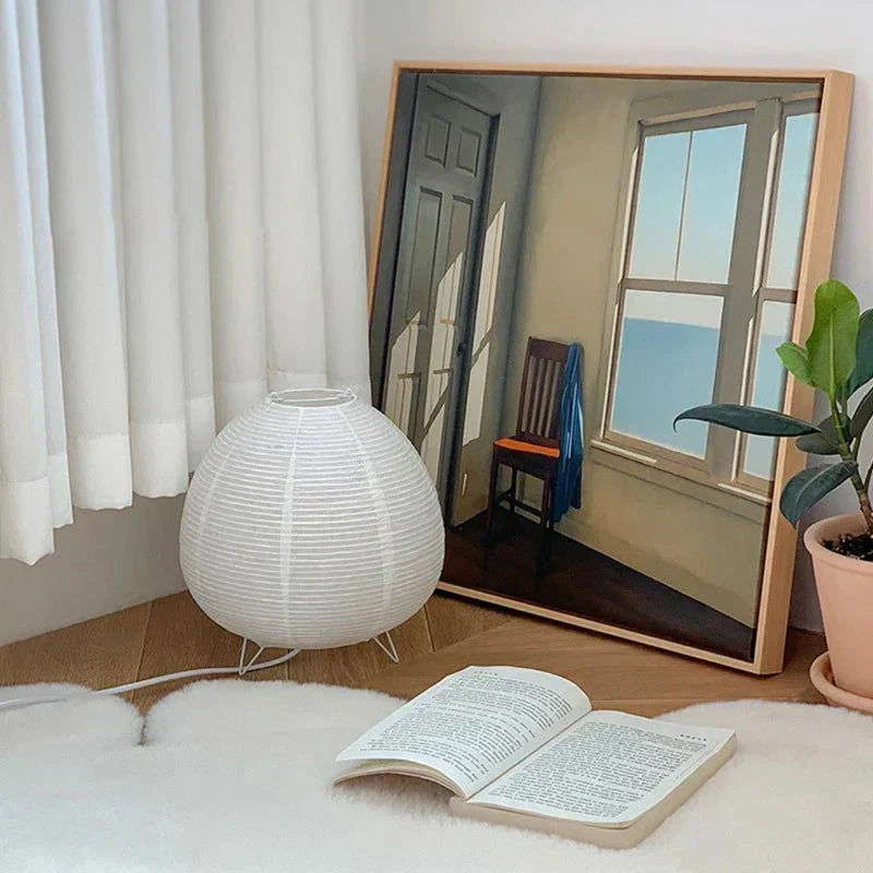 Compact Bedside Reading Lamp with Paper Shade & Aluminum Frame for Bedroom, Living Room & Office Lighting