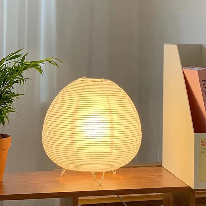 Compact Bedside Reading Lamp with Paper Shade & Aluminum Frame for Bedroom, Living Room & Office Lighting