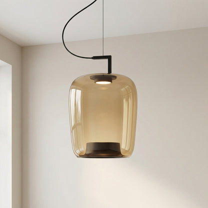 Glass Globe Pendant Light with Iron Frame & Adjustable Cord for Dining Room, Kitchen, Bar – Contemporary Hanging Fixture