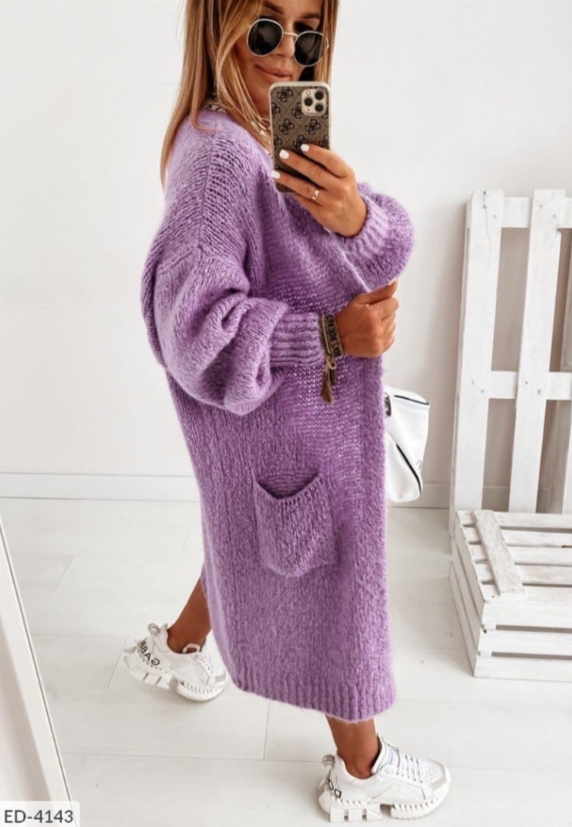Open-Front Cardigan Sweater with Side Pockets for Women – Lightweight Knit Long Sleeve Layering Piece for Fall & Winter