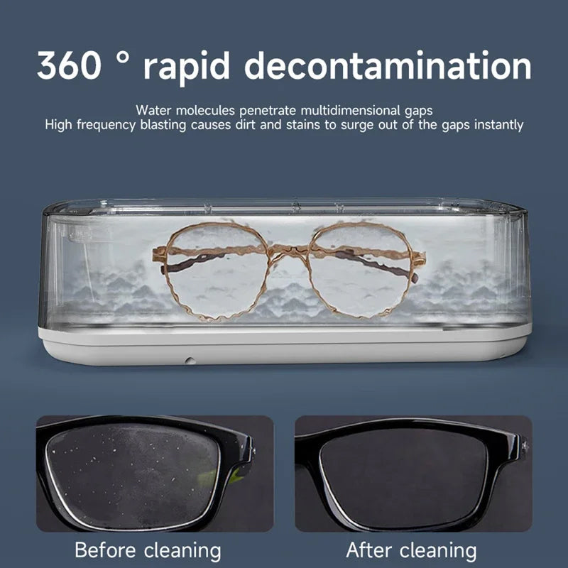 Ultrasonic Jewelry Cleaner 22oz Tank Sonic Vibration for Rings Glasses Watches Dentures 3 Timer Settings Quiet Operation Stainless Steel