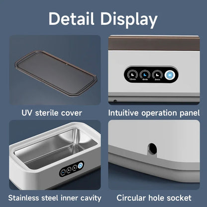 Ultrasonic Jewelry Cleaner 22oz Tank Sonic Vibration for Rings Glasses Watches Dentures 3 Timer Settings Quiet Operation Stainless Steel