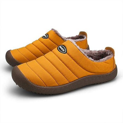Men's Fleece-Lined Slippers with Non-Slip Sole for Indoor & Outdoor Winter Comfort