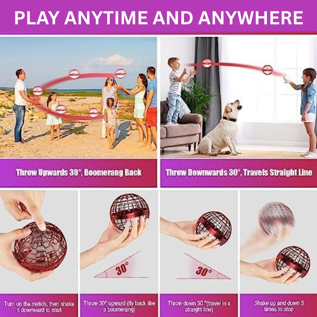 LED Hover Ball Flying Orb Toy with Light-Up Effects for Kids & Adults Indoor Outdoor Play Rechargeable