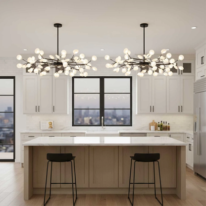 Branch Pendant Light Black Modern Chandelier LED 70 inches Metal Acrylic Warm White 3000K for Dining Room High Ceiling Open Plan