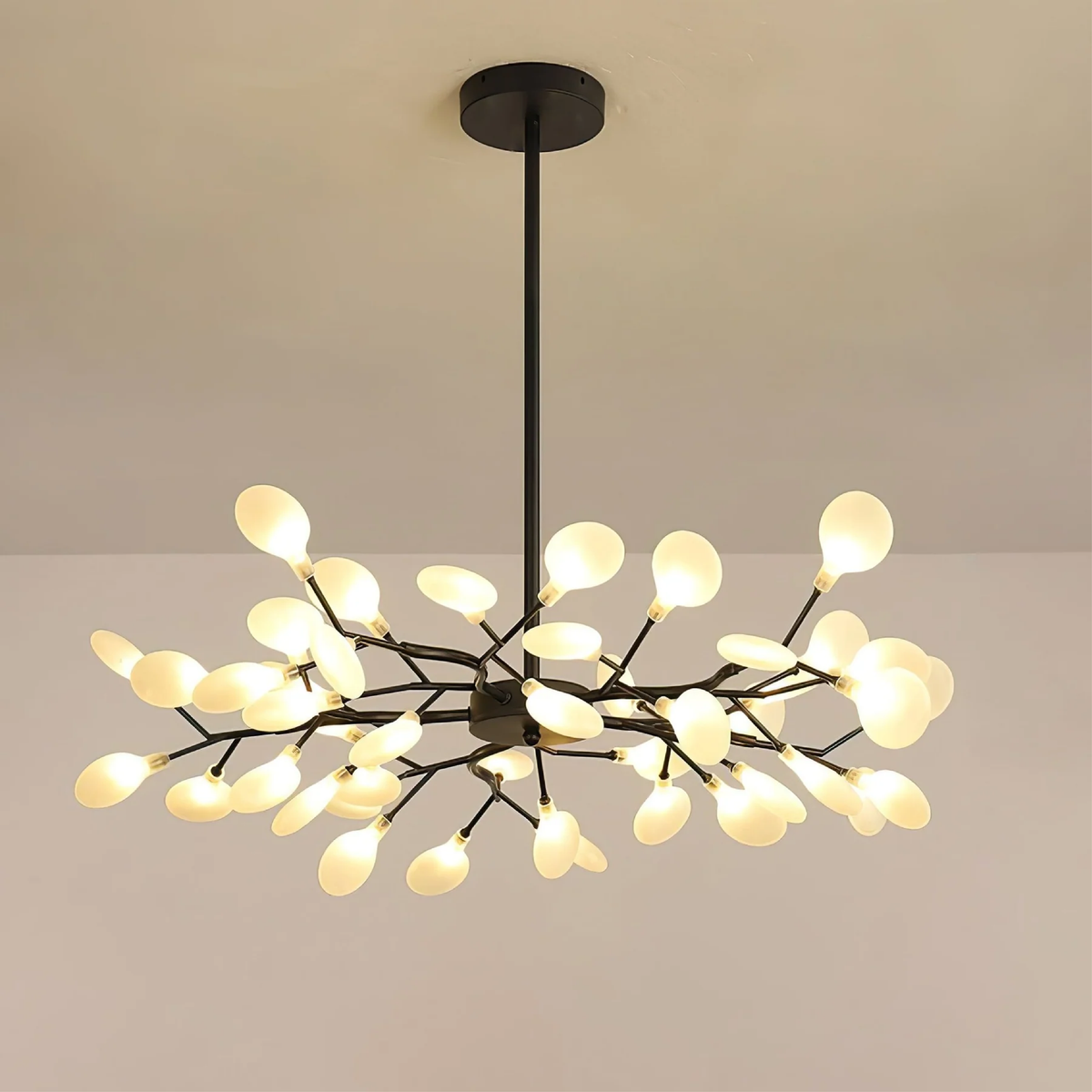 Branch Pendant Light Black Modern Chandelier LED 70 inches Metal Acrylic Warm White 3000K for Dining Room High Ceiling Open Plan