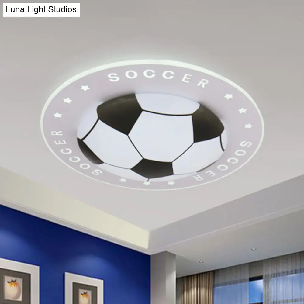 Soccer Ball Ceiling Light Fixture for Kids Room LED Flush Mount 16.5" 20.5" Sports Theme Bedroom Lighting Boys Girls Nursery Acrylic Shade