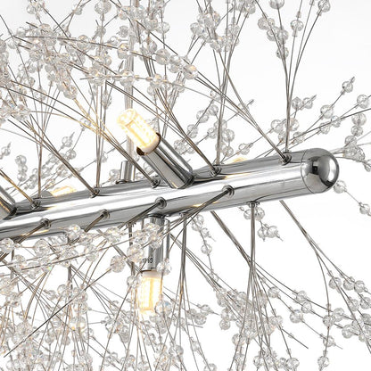 Linear Crystal Chandelier 36-Inch 12-Light Gold Chrome Finish for Dining Room Kitchen Island Contemporary Ceiling Fixture Modern Adjustable