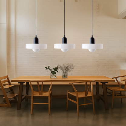 Triple Glass Hanging Light 39 in Wide Black Finish Adjustable Cable Kitchen Island Dining Table Ceiling Fixture Warm 3000K G9 Socket for Ope