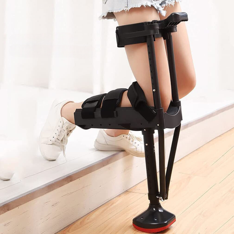 Hands-Free Knee Crutch Support Walker Aid for Leg Recovery Adjustable Mobility Scooter Alternative Foldable Rehab Tool for Post-Surgery