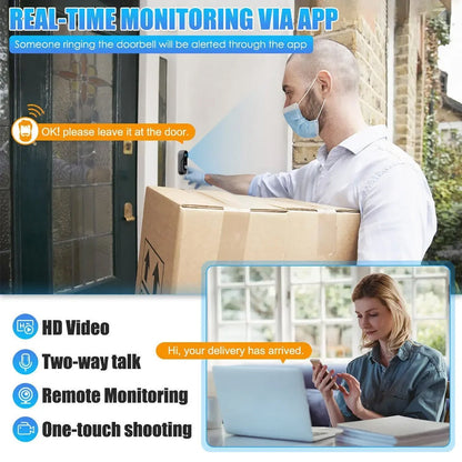 Video Doorbell with Two-Way Talk & Night Vision for Front Door Security