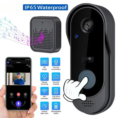Video Doorbell with Two-Way Talk & Night Vision for Front Door Security