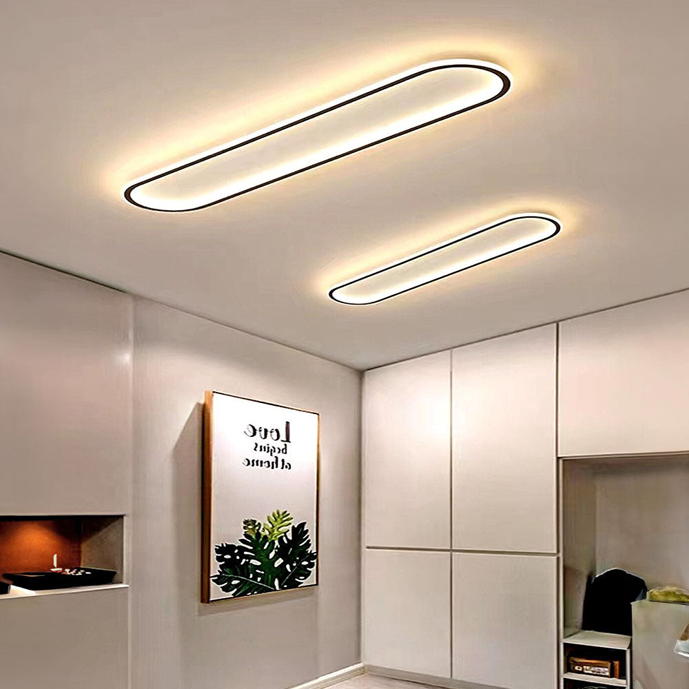 Lámpara LED de techo para pasillo, forma ovalada, perfil bajo, para dormitorio, sala de estar y cocina, 12-24 pulgadas, temperatura de color ajustable, para interiores