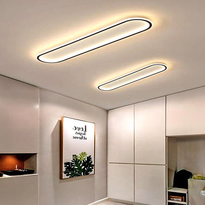 Lámpara LED de techo para pasillo, forma ovalada, perfil bajo, para dormitorio, sala de estar y cocina, 12-24 pulgadas, temperatura de color ajustable, para interiores