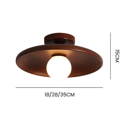 Lámpara de techo empotrada de madera con forma de esfera, perfil bajo de 6 pulgadas de altura, luz cálida para dormitorios, entradas y espacios compactos, estilo minimalista moderno Natura