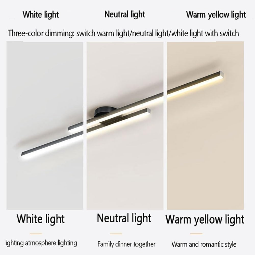 Flush Mount LED Overhead Light | Black Aluminum Linear Low-Profile Fixture for Bedrooms, Entryways & Compact Spaces | Modern Minimalist Desi