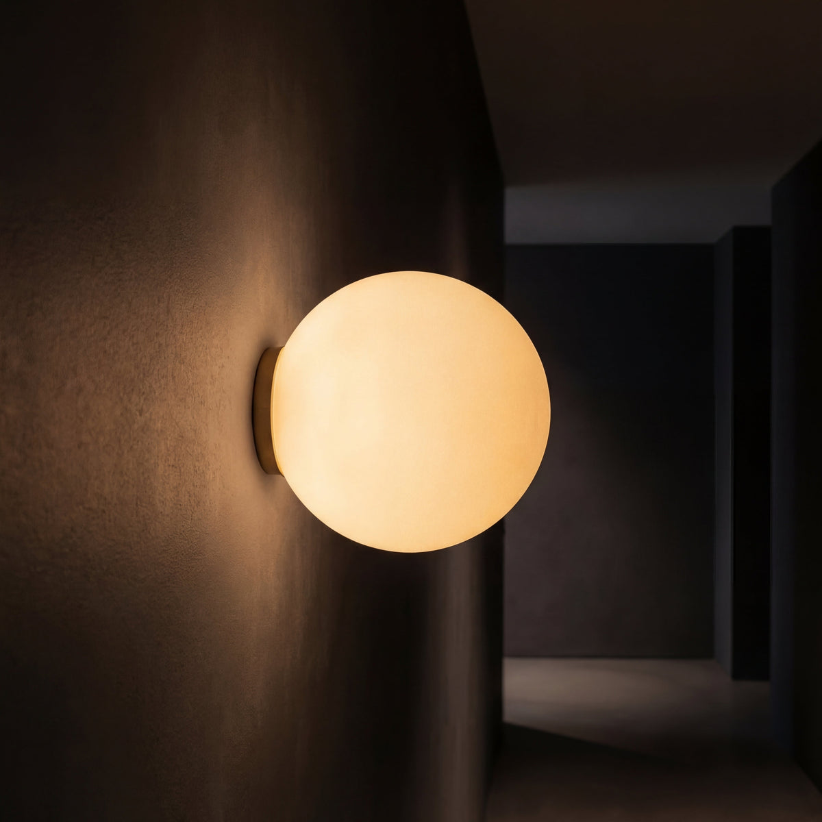 Frosted Glass LED Wall Sconce – Spherical Fixture for Bedroom, Bath & Entry | Modern Ambient Lighting