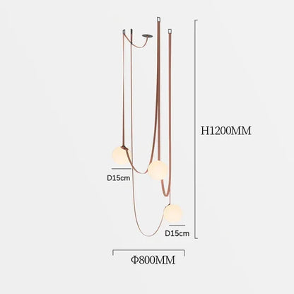 Frosted Glass Globe Hanging Light with Leather Cord Suspension for Dining Room & Living Room | Adjustable Height Ceiling Fixture | E27 Socke